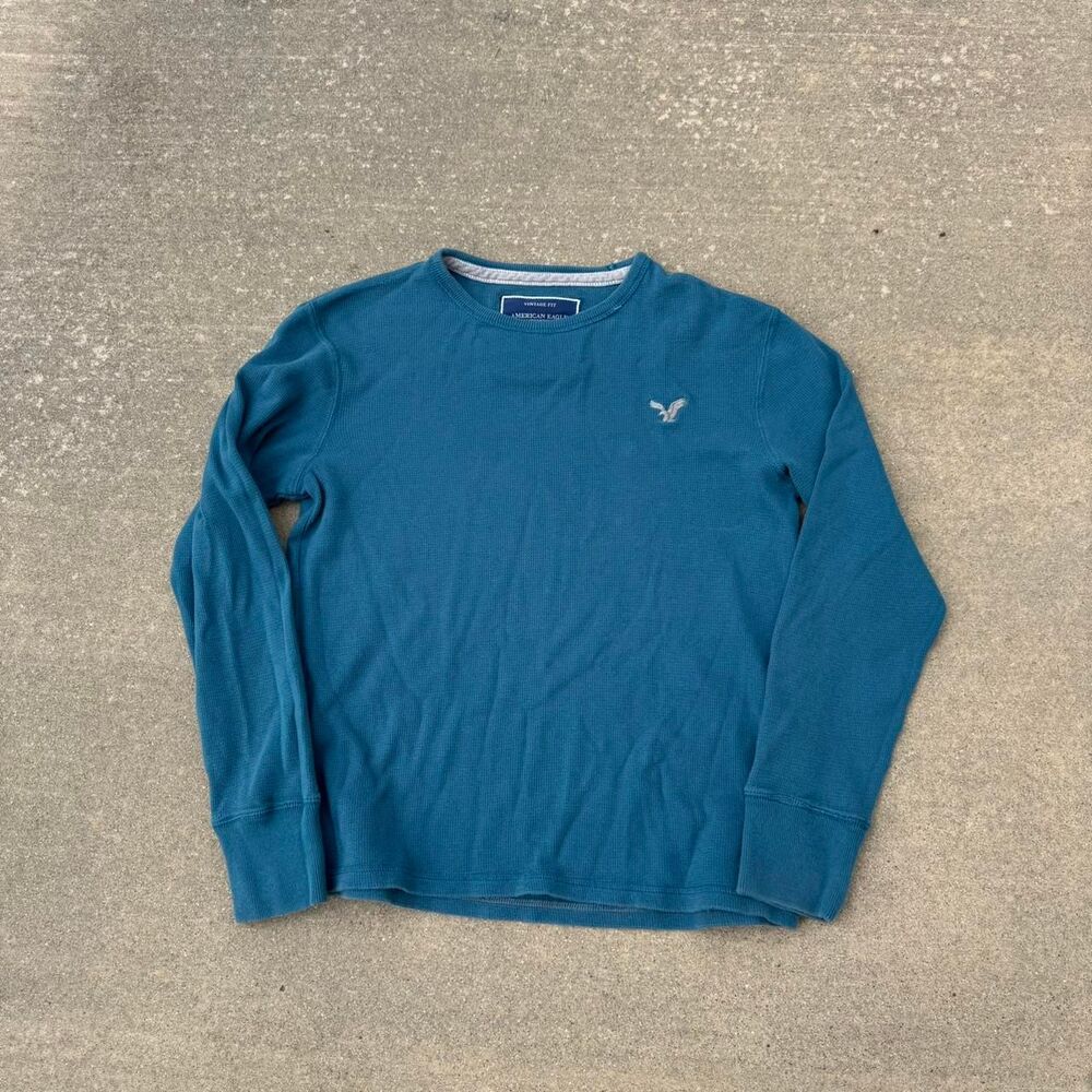 American Eagle vintage fit thermal blue mens size L Large